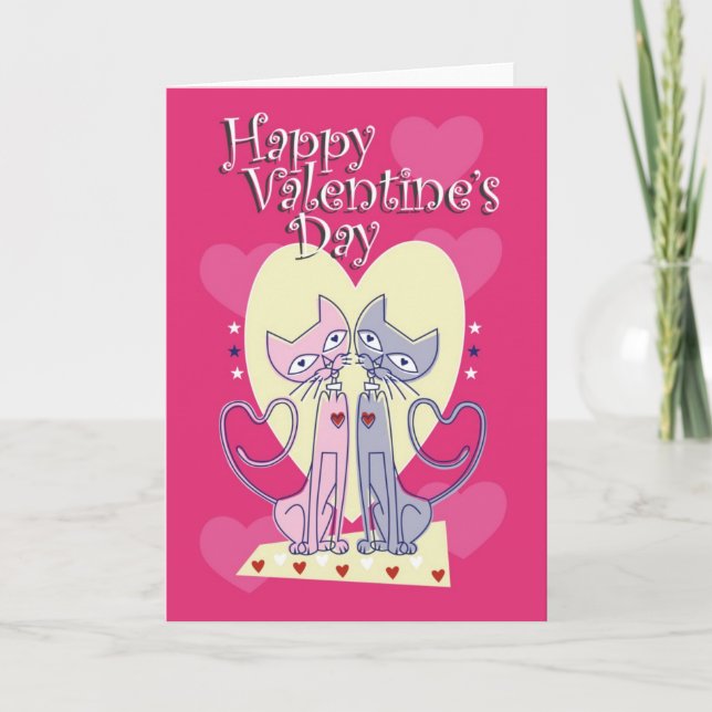 Cartes Pour Fêtes Annuelles Saint-Valentin au chat (Devant)