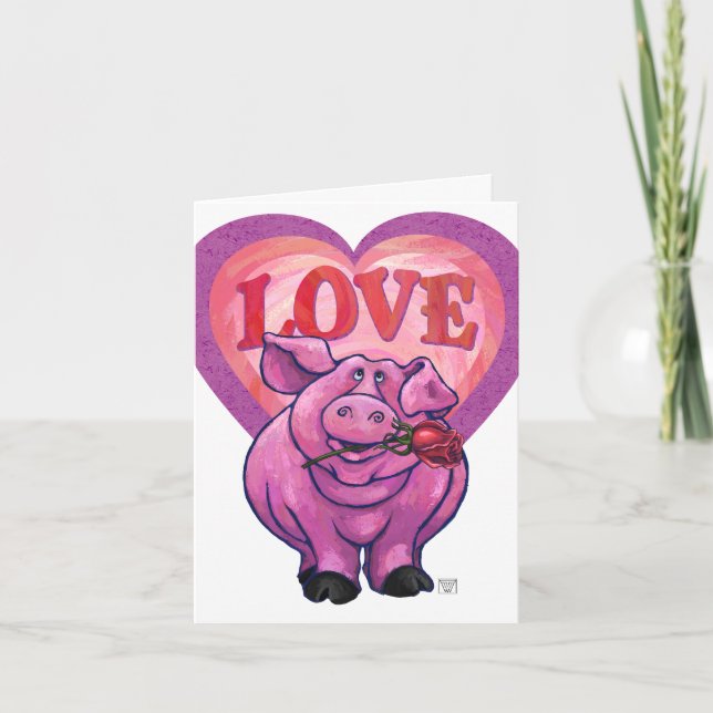 Cartes Pour Fêtes Annuelles Saint Valentin au cochon (Devant)