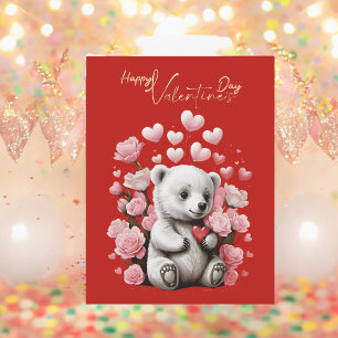 Cartes Pour Fêtes Annuelles Saint-Valentin avec ours en peluche riche