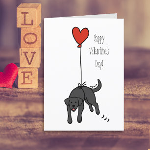 Cartes Pour Fêtes Annuelles Saint-Valentin ballon coeur Labrador noir