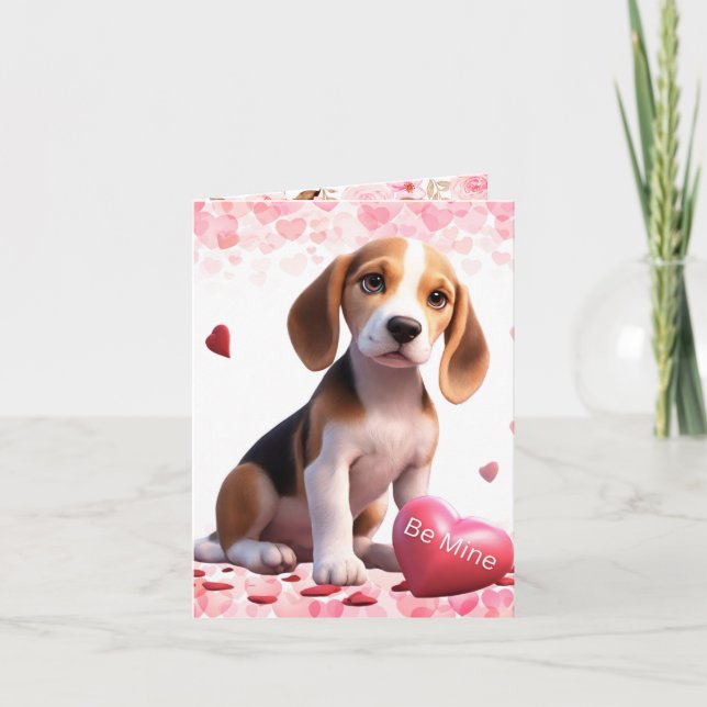 Cartes Pour Fêtes Annuelles Saint-Valentin Beagle Sois mon amoureux de la Sain (Devant)
