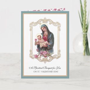 Cartes Pour Fêtes Annuelles Saint Valentin Bouquet spirituel Vierge Marie Jésu