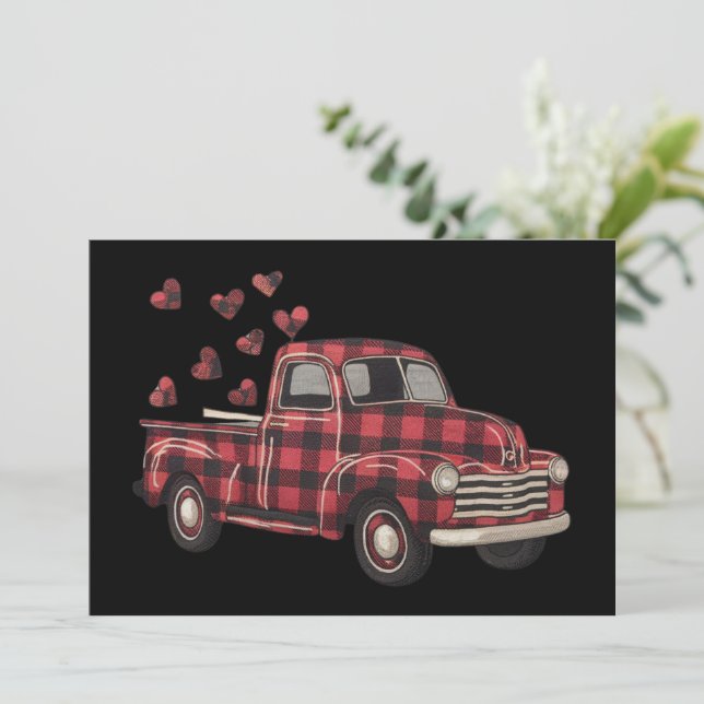 Cartes Pour Fêtes Annuelles Saint-Valentin Camion Drôle Buffalo Plaid Léopard  (Debout devant)