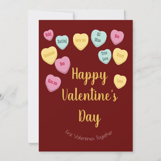 Cartes Pour Fêtes Annuelles Saint Valentin | Candy Hearts Conversation Photo (Devant)