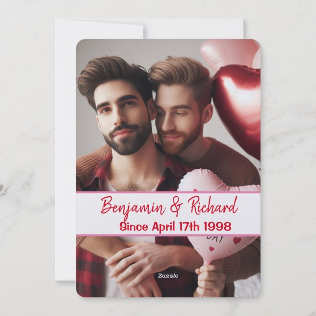 Cartes Pour Fêtes Annuelles Saint Valentin | Candy Hearts Gay Couple Fun Photo (Dos)