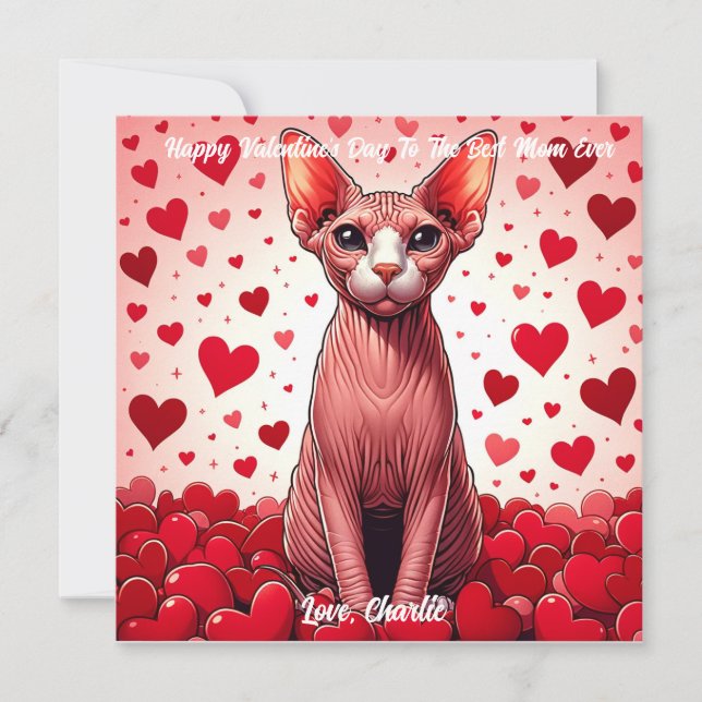 Cartes Pour Fêtes Annuelles Saint-Valentin Chat Sphynx Rrrooouuuu (Devant)