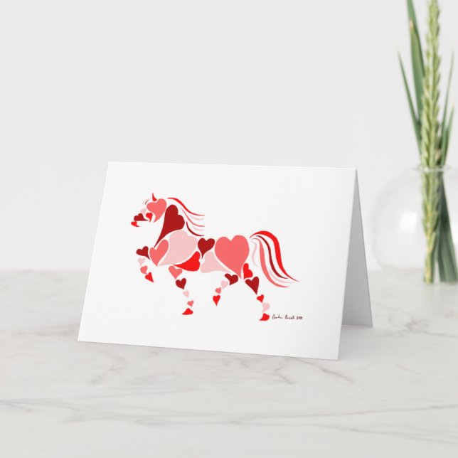Cartes Pour Fêtes Annuelles Saint Valentin Cheval de coeur de jour (Devant)