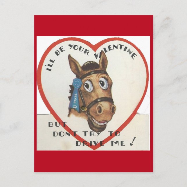 Cartes Pour Fêtes Annuelles Saint Valentin cheval vintage (Devant)