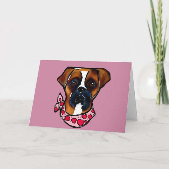 Cartes Pour Fêtes Annuelles Saint-Valentin Chien Boxer (Devant)