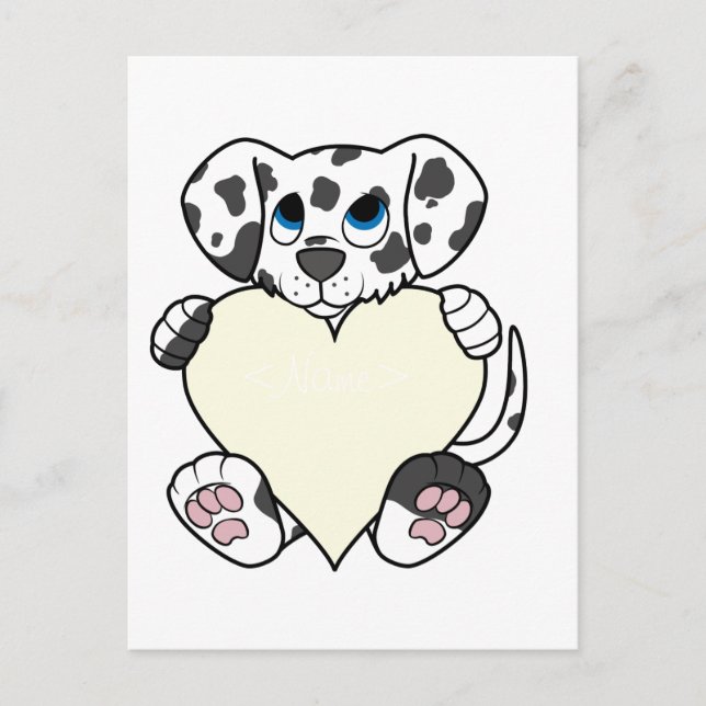 Cartes Pour Fêtes Annuelles Saint Valentin Chien dalmate avec Coeur de crème (Devant)