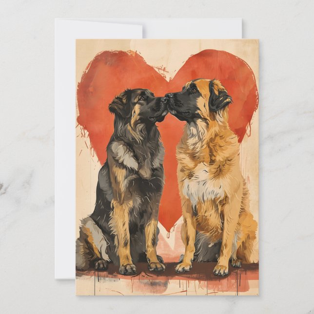 Cartes Pour Fêtes Annuelles Saint-Valentin chien Leonberger  (Devant)
