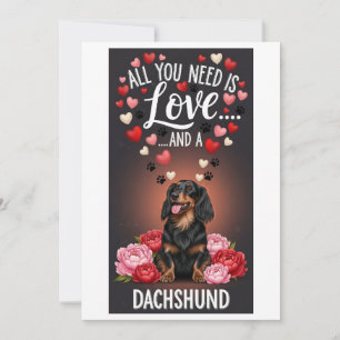 Cartes Pour Fêtes Annuelles Saint-Valentin Chien mignon dachshund Photo Câlin 