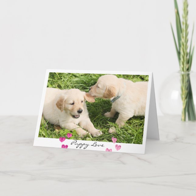 Cartes Pour Fêtes Annuelles Saint Valentin Chiens mignons Chiens Chiot Love (Devant)