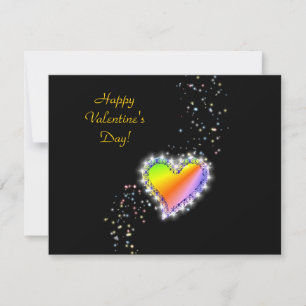 Cartes Pour Fêtes Annuelles Saint-Valentin - Coeur arc-en-ciel avec étoiles su
