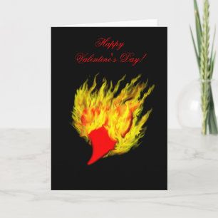 Cartes Pour Fêtes Annuelles Saint Valentin - coeur en flamme
