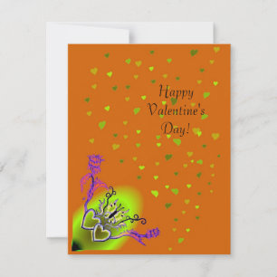 Cartes Pour Fêtes Annuelles Saint Valentin - coeur et papillon sur arc-en-ciel