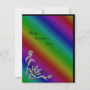 Cartes Pour Fêtes Annuelles Saint Valentin - coeur et papillon sur arc-en-ciel