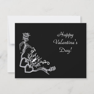 Cartes Pour Fêtes Annuelles Saint Valentin - coeur et papillon sur le noir