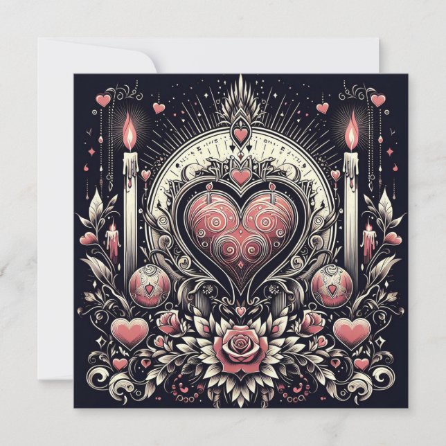 Cartes Pour Fêtes Annuelles Saint-Valentin Cœur Gothique (Devant)
