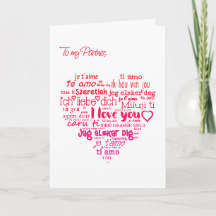 Cartes Pour Fêtes Annuelles Saint-Valentin Cœur Nuage de mots Partenaire