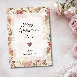 Cartes Pour Fêtes Annuelles Saint Valentin Cœur Roses Rustiques Vintage Joyeux