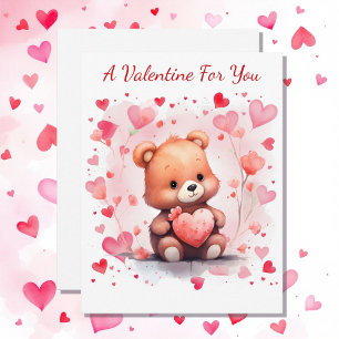 Cartes Pour Fêtes Annuelles Saint-Valentin Coeurs d'ours pour les amis en clas