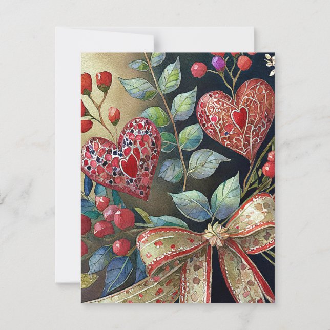 Cartes Pour Fêtes Annuelles Saint-valentin cœurs peints boho (Devant)