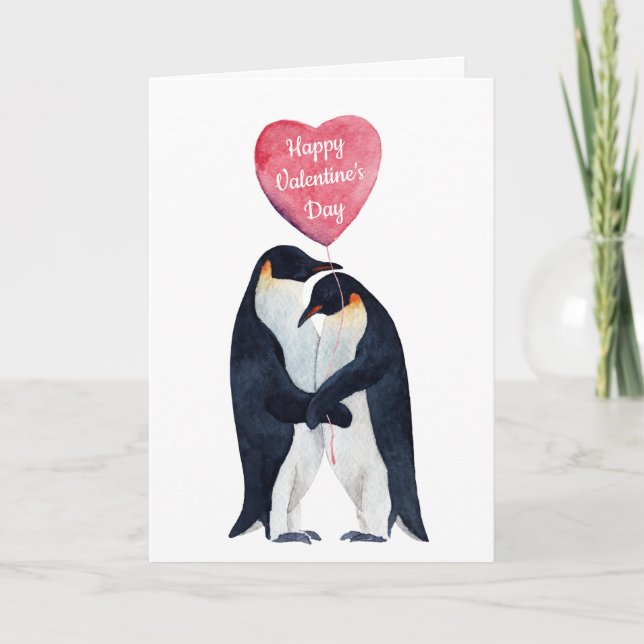 Cartes Pour Fêtes Annuelles Saint Valentin Couple Empereur Penguin (Devant)
