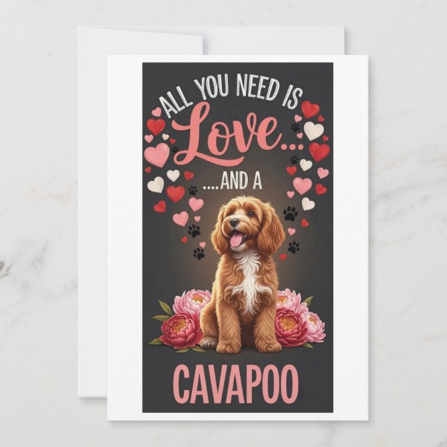 Cartes Pour Fêtes Annuelles Saint-Valentin Cute cavapoo Photo Câlin  (Devant)