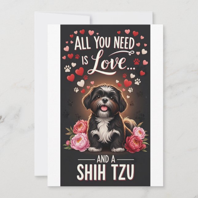 Cartes Pour Fêtes Annuelles Saint-Valentin Cute shih tzu  Photo Câlin  (Devant)