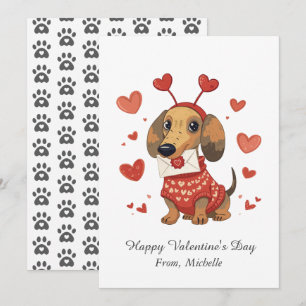 Cartes Pour Fêtes Annuelles Saint-Valentin Dachshund cœurs rouges personnalisé