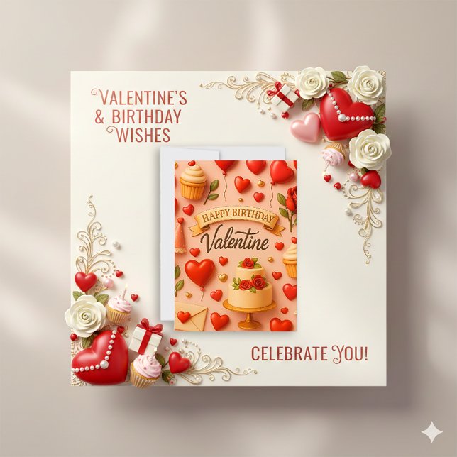 Cartes Pour Fêtes Annuelles Saint-Valentin d'anniversaire pêche douce 3D (Créateur téléchargé)