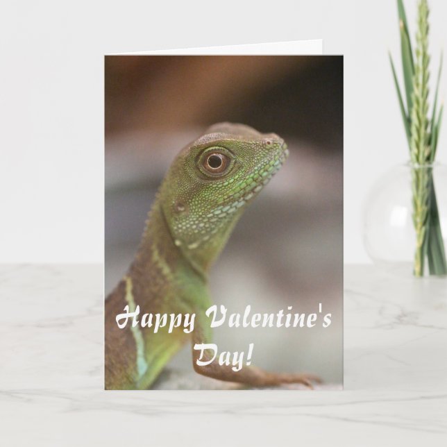 Cartes Pour Fêtes Annuelles Saint-Valentin de baiser d'iguane (Devant)