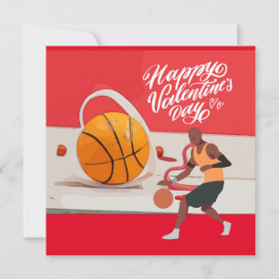 Cartes Pour Fêtes Annuelles Saint Valentin de basket avec joueur et coeur