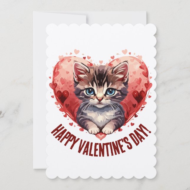 Cartes Pour Fêtes Annuelles Saint-Valentin de chat (Devant)