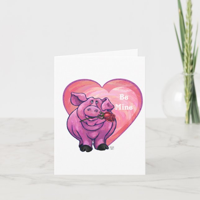 Cartes Pour Fêtes Annuelles Saint Valentin de cochon romantique (Devant)