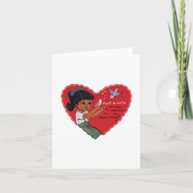 Cartes Pour Fêtes Annuelles Saint-Valentin de jeune fille afro-américaine vint (Devant)
