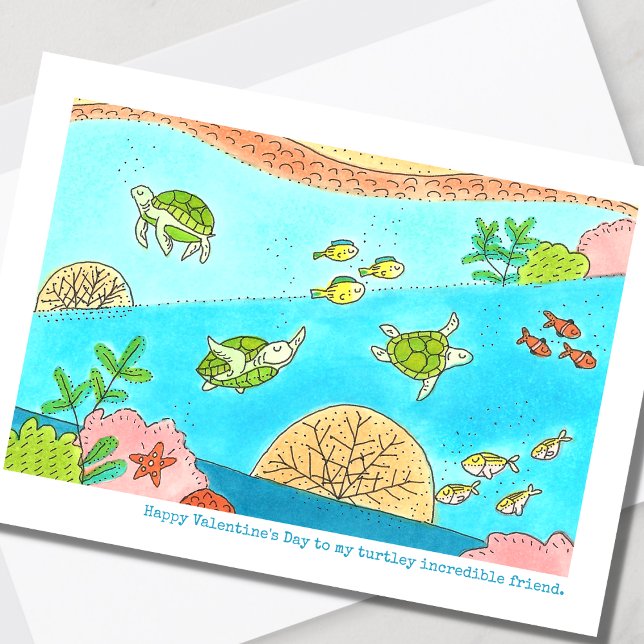 Cartes Pour Fêtes Annuelles Saint-Valentin de la tortue de mer (Créateur téléchargé)