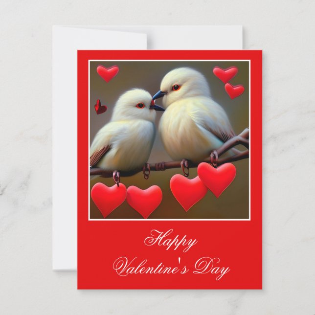Cartes Pour Fêtes Annuelles Saint-Valentin des oiseaux aimants  (Devant)