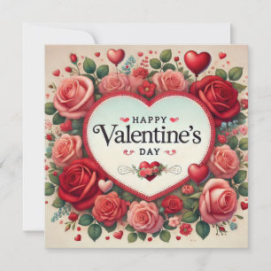 Cartes Pour Fêtes Annuelles Saint Valentin Design avec Roses et Coeurs