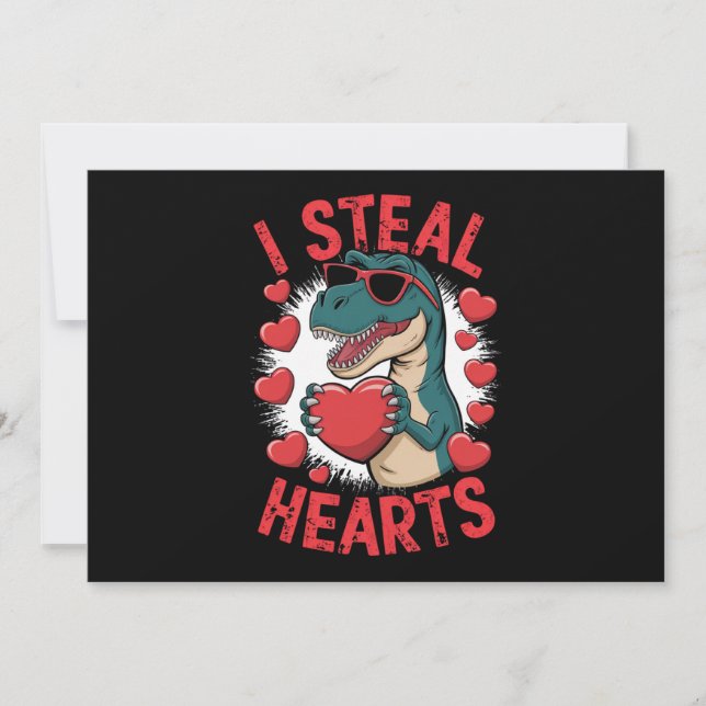 Cartes Pour Fêtes Annuelles Saint-Valentin Dinosaure Je vole les cœurs Amour T (Devant)