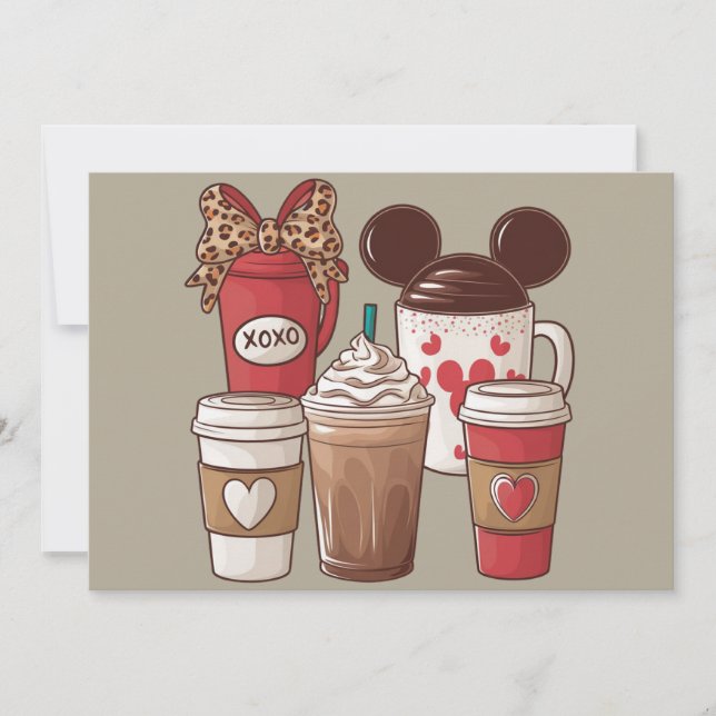 Cartes Pour Fêtes Annuelles Saint-Valentin Drôle Latte Amoureux du Café  (Devant)