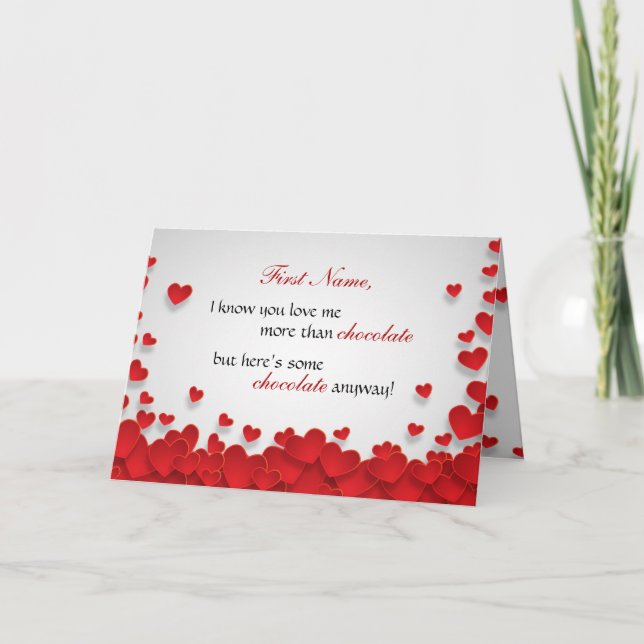 Cartes Pour Fêtes Annuelles Saint-Valentin drôle pour les amoureux du chocolat (Devant)