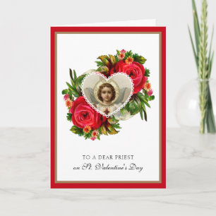 Cartes Pour Fêtes Annuelles Saint Valentin Écriture Roses Prêtre catholique 