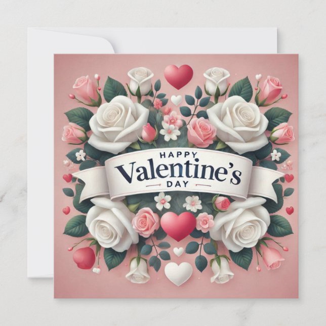 Cartes Pour Fêtes Annuelles Saint Valentin Floral Coeur Design (Devant)
