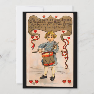 Cartes Pour Fêtes Annuelles Saint-Valentin Garçon Tambour Vintage