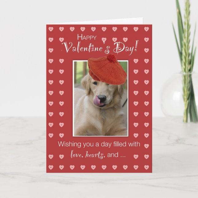 Cartes Pour Fêtes Annuelles Saint Valentin Golden Retriever Dog W/ Red Heart (Devant)