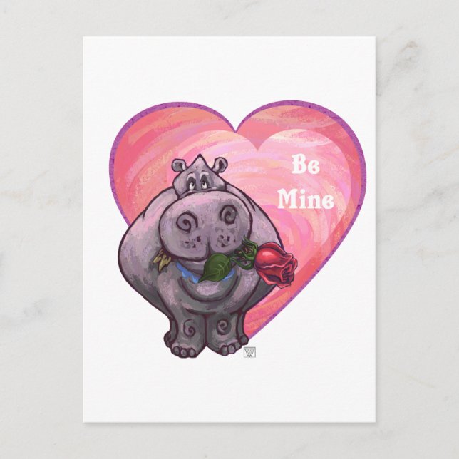 Cartes Pour Fêtes Annuelles Saint-Valentin Hippopotame (Devant)