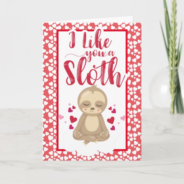 Cartes Pour Fêtes Annuelles Saint Valentin Je t'aime A Sloth Love (Devant)