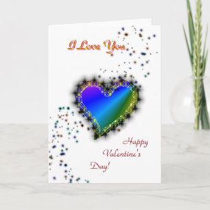 Cartes Pour Fêtes Annuelles Saint Valentin, Je t'aime, Coeur arc-en-ciel